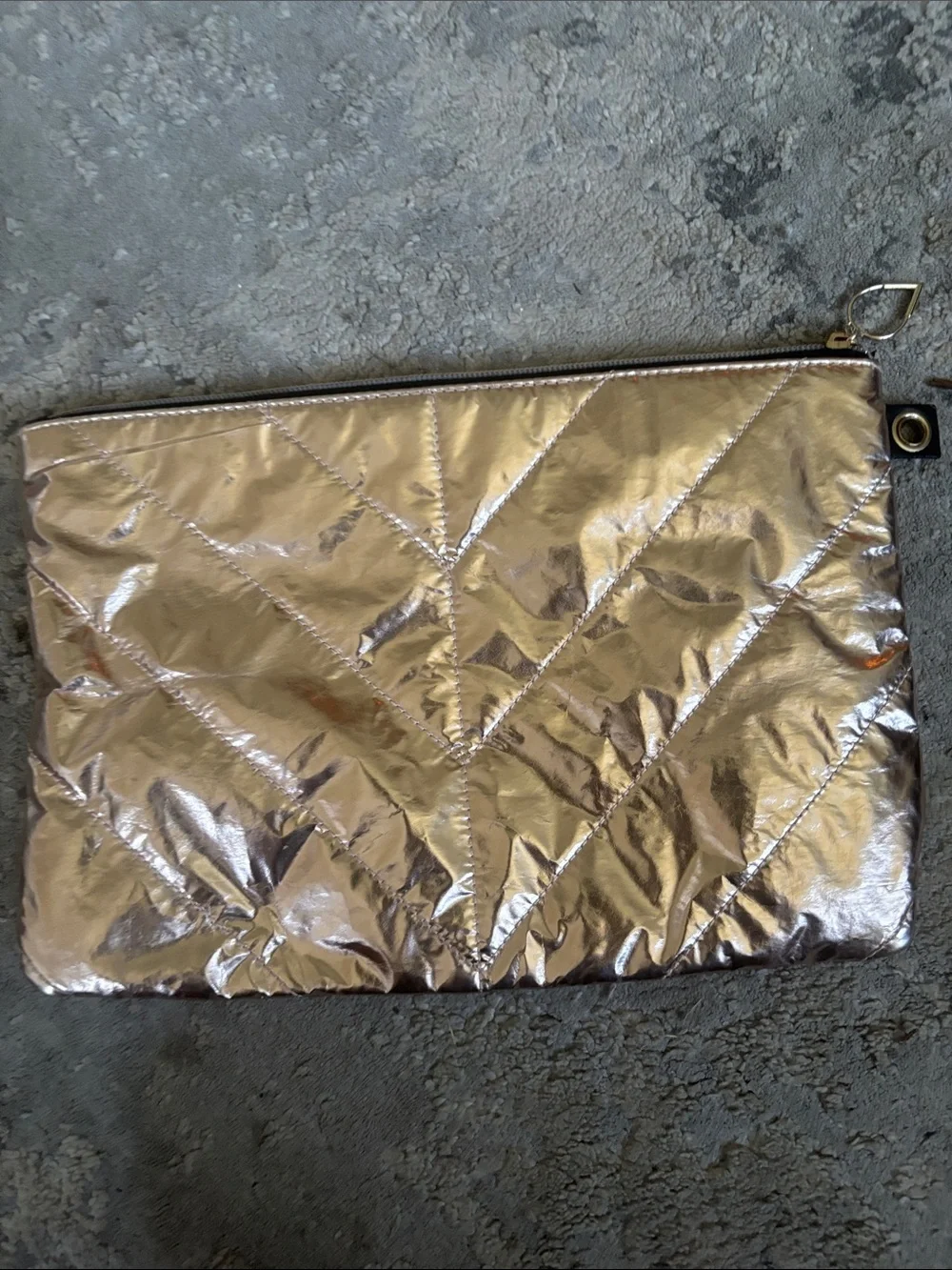 Victoria's Secret Metallic Rose Quilted Cosmetic Pouch
